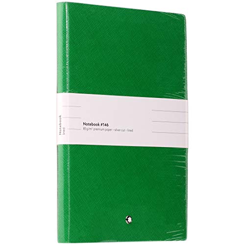 Montblanc Notebook 116518 Fine Stationery #146 Green – Elegant Soft Cover Journal – Lined Notebook with Leather Binding – A5
