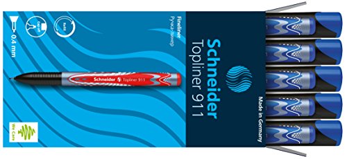 Schneider 9113 Fineliner Topliner 911 with Replaceable Cartridge, 0.4 MM Pack of 10 Blue