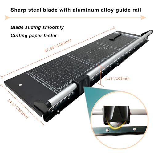 HQHAOTWU Paper Cutter Rotary Paper Trimmer with Sliding Blade Portable Paper Slicer Cutter 36" Craft Paper Cutter Manual Paper Cutting Tool with Clear Angle Line for Cutting Label Paper Film Photo