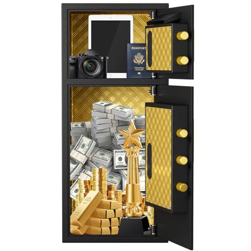 YQLiorix Large Double-door Coin-operated Safe,Digital Security Safe with Fireproof and Waterproof Bag,Safe Box with Hidden Code Function for Home,Office and Hotel(6.5 Cubic Feet)