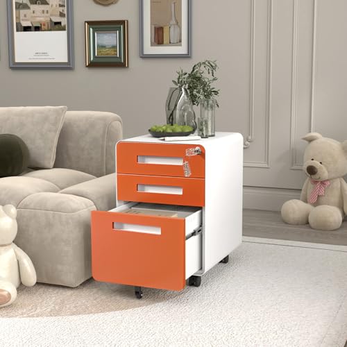 TrailBlaze 3-Drawer Mobile Metal File Cabinet with Lock, Fully Assembled