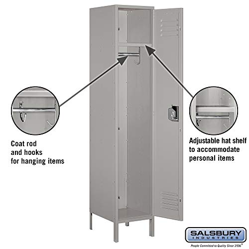 18" Wide Single Tier Standard Metal Locker - 1 Wide - 6 Feet High - 18 Inches Deep - Gray - Unassembled