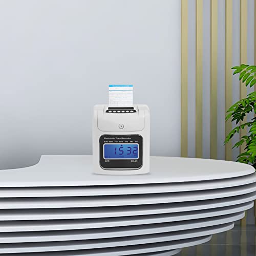 Electronic Time Recorder, 7.4 * 4.5 * 8.3inch Electronic Calculating Time Clock Small Business Punch Pak Auto-Align Time Card Machine with 50* Time Cards for Company Attendance Clocking