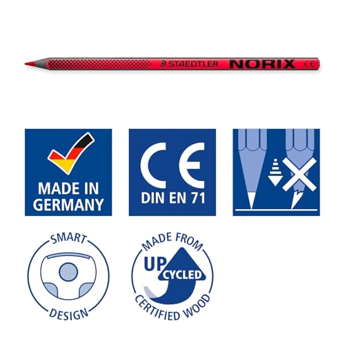 MARKY Pencil Case in Emoji Design in Pink, Soft and Durable Silicone, Includes 12 Staedtler Colouring Pencils NORIX 186, Unique Shape, Made Form Upcycled Wood