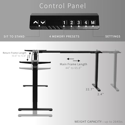VIVO Black Electric Corner 3-Leg Standing Desk Frame, DESK-V123EB