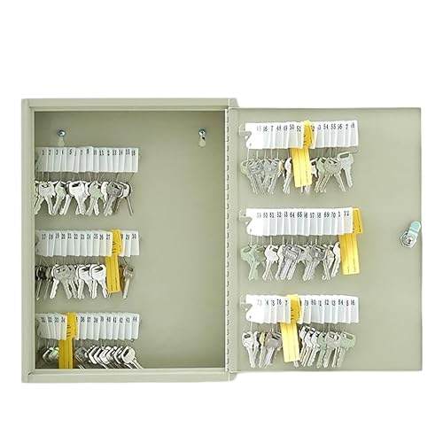 MAXXBUILD Key Storage Cabinet with Lock, 60 Keys Capacity, Wall Mount, Cream Metal (13" W* 3" D*17.5" H)