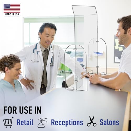Plexiglass Sneeze Guard Barrier Screen with Angled Top and Transaction Cutout for Counter 30" x 42", Office, Desk, Table, Reception - Protects from Coughing and Sneezing