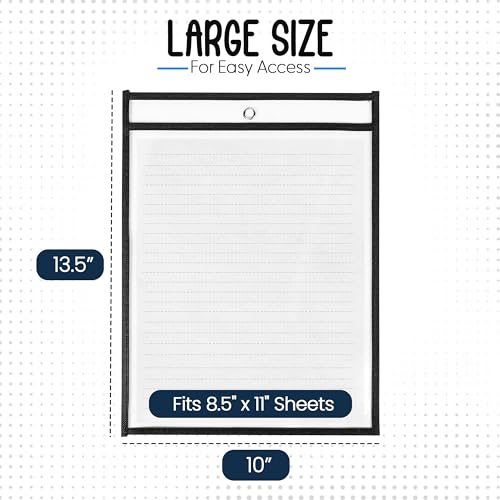 Essex Wares - 30 Pack, Black Dry Erase Pockets, 10" Wide x 13.5" Tall