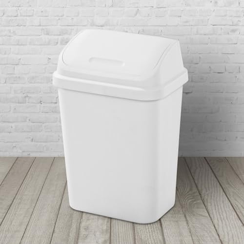Sterilite Swing Top Wastebasket, Trash Can, 7.8 Gallon, White, 18-Pack