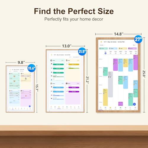 Digital Calendar – 27 Inch Electronic Wall Calendar & Chore Chart, Smart Family Organizer with Interactive Touchscreen Display, Wall Mount in Portrait or Landscape