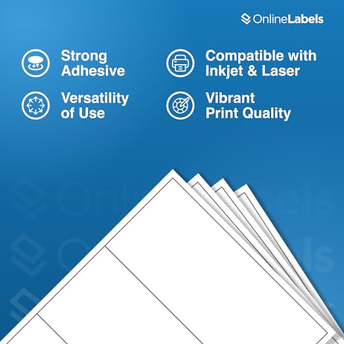 OnlineLabels 8" x 3.5" Wrap-Around Labels - White Matte - 500 Sheets
