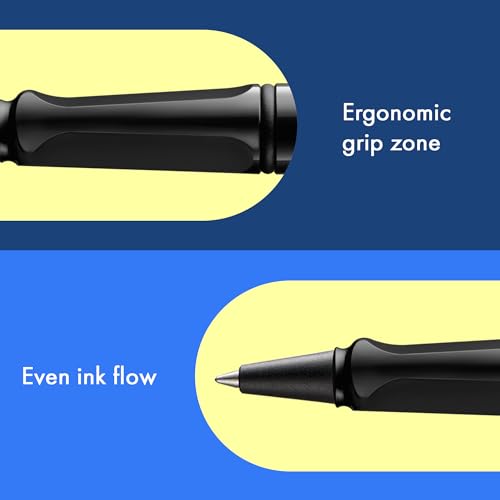 Lamy safari black - Rollerball Pen with ergonomic grip & line width M - for pleasant long writing - made of robust ASA plastic - including rollerball refill M 63 in black