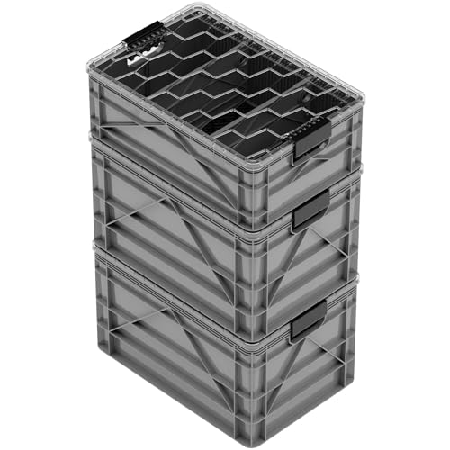 SIDIO Pro Pack, HD Stackable Storage Bins with Lids & Dividers, Gray