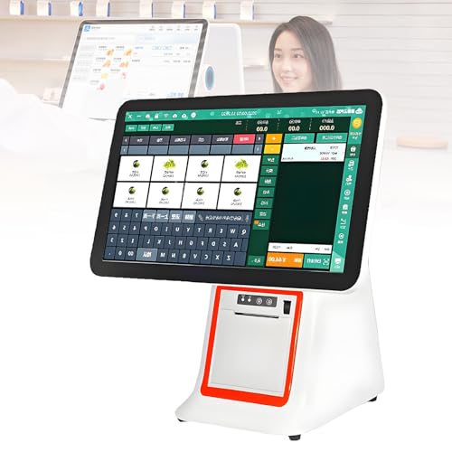 15.6 Inch Dual Touch Screen Cash Register, All-in-One Smart POS System 8GB RAM 128G SSD for Retail, Catering & Hospitality, Supports 30+ Languages White-Singlescreen