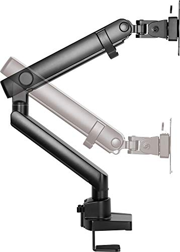 ICY BOX IB-MS313-T Monitor Mount for 1 Monitor up to 32 Inches (up to 8 kg, VESA 75 x 75/100 x 100), Steel Monitor Stand, Swivel and Tilt, Mounts on Table Top/Table Edge, Black