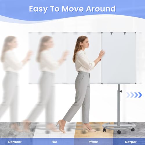 MAKELLO Rolling Whiteboard 36x24 in, Flip Chart Stand, Whiteboard on Wheels