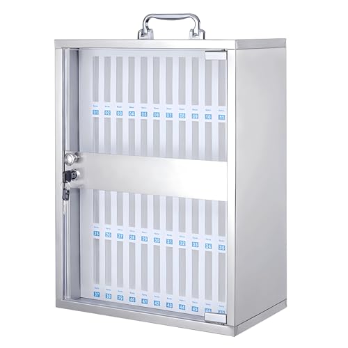 UHRLGHS Storage Box,Slot Box,Mobile Phone Storage Box,Lock Box Phone,Wall Mount Storage Box,Cell Phone Holder Classroom,Wall-Mounted(Silver 48Slots)