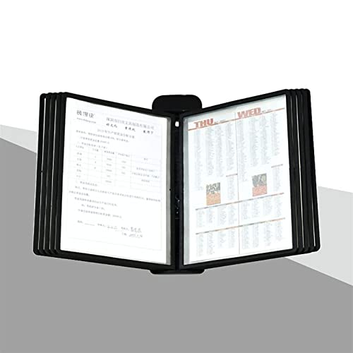 JDXQBLD Wall Mount Reference Display System - Wall Mount Catalog Display Rack, 10 Matching A4 Pockets, Document Presentation Consultation Support, Desktop Flip Display Folder