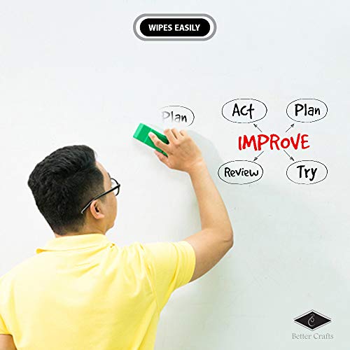 White Dry Erase Film Removable Cling Adhesive. Great for, Walls, Doors, Tables, Cabinets, and More! Bonus Included! (24" x 25')