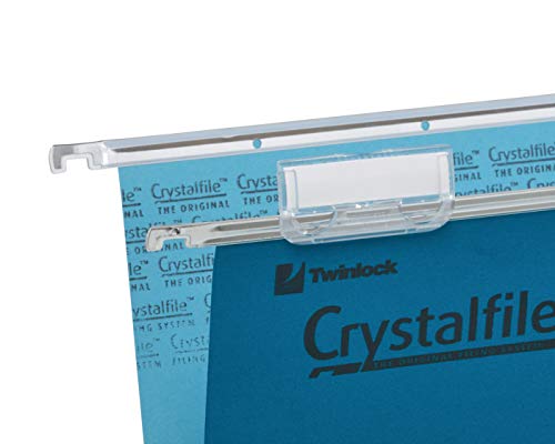 Rexel A4 Suspension Files with Tabs and Inserts for Filing Cabinets, 15 mm V Base, 100 Percent Recycled Manilla, Blue, Crystalfile Classic, Pack of 50, 78160