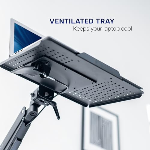 VIVO Black Pneumatic Arm 14 x 12 in Laptop Tray Wall Mount, MOUNT-KB35L