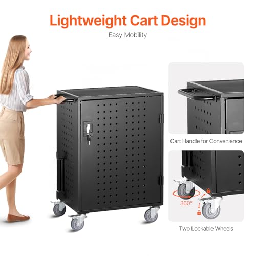 VEVOR Charging Cart, 36-Bay Mobile Charging Station, Max 15.6" Screen Size