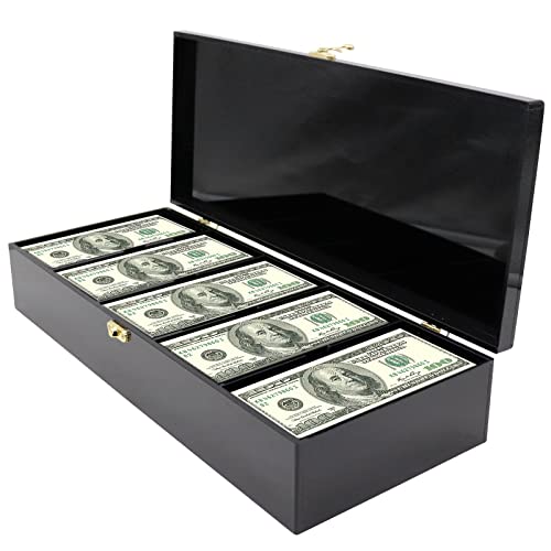 Black Acrylic 5 Compartment Cash Organizer with Lockable Cover
