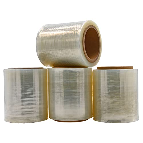 WOD SFCB80 Stretch Film Wrap Self-Adhering - 5 in x 1000 Ft - Clear Shrink Plastic 80 Gauge Thick for Packaging, Storage Moving Supplies, Palletizing, and Wrapping (Pack of 4)
