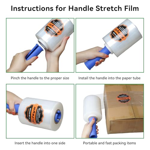 ADAYM Plastic Stretch Film Shrink Wrap Roll for Moving, 5" x 1200' 12 Rolls