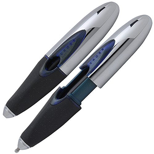 A.T. Cross Extremely Polished Chrome Metal Neptune Blue/Astral White Barrel,Black Gel Ink, Medium Point, Ion Pen