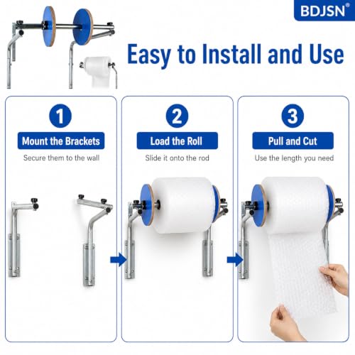 BDJSN Foam Wrap Roll Dispenser, 40cm Wall Mount Bubble Cushion Holder, Galvanized Thickened Steel Packing Film Support Frame for Shipping Stations, Warehouses, Moving and Packaging Workspaces