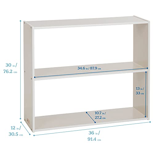 ECR4Kids Streamline 2-Shelf Double-Sided Storage Cabinet, 30in, Double-Sided Display, White Wash