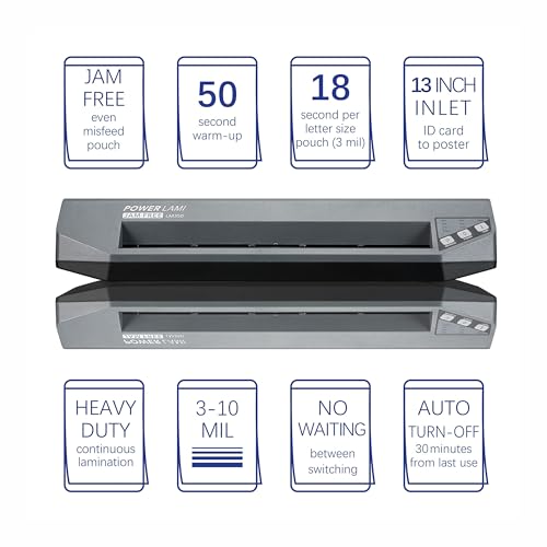 SINCHI 13" Commercial Laminator | 3–10 Mil, 4-Roller, 48s Warm-Up, 17s/Sheet, Heavy Duty No-Jam Design, Works with Cardstock & Dark Prints, Includes 10 Sheets, Ideal for Office, School & Business