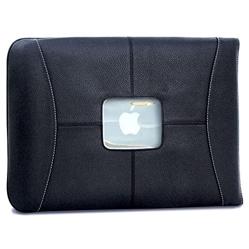 Premium Leather Laptop Sleeve for 13 MacBook | Protective Notebook Computer Cover Case Fits All 13 Pro and Air Models by Designer Michael Santoro -BK