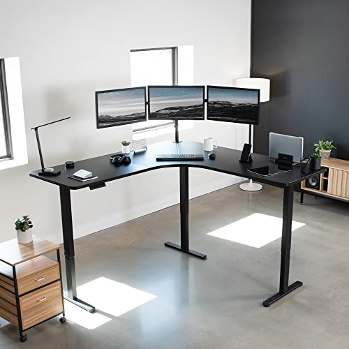 VIVO Black 71 x 71 in Corner Standing Desk, DESK-KIT-E3CB2