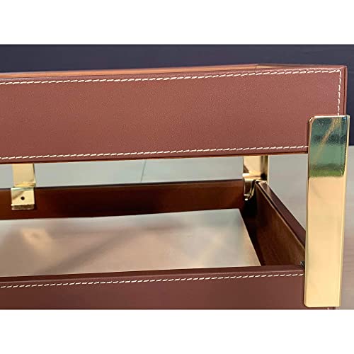 Dacasso Leather Double Letter Trays, Rustic Brown (A3220)