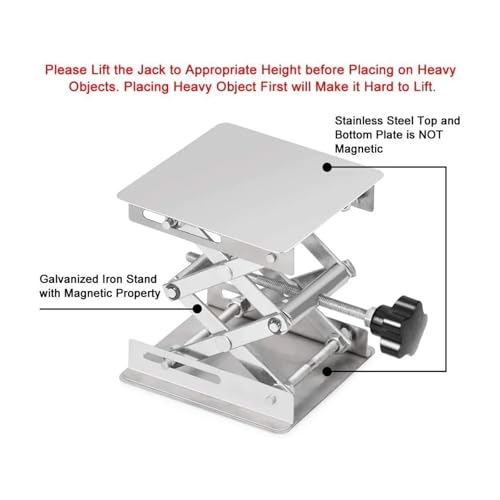 Mini Lifting Table 1pcs Lab Scissors Jack Stainless Steel Laboratory Support Platform Lift Stand Table Expandable Height Carpentry Tools(15cmx15cm)