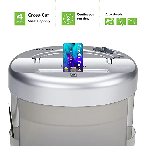 Aurora Desktop-Style Cross-Cut Paper Shredder, 4-Sheet Crosscut Desktop