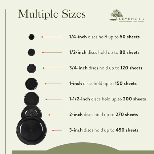 Levenger Circa Discs Binder Rings for Discbound Notebooks System, 22 Pack, Black, 2-Inch
