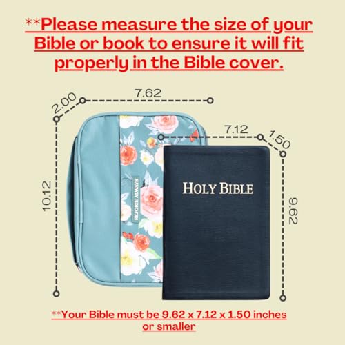 Large Teal Pink Bible Bag Book Case | Bible Cover Case for Women | Bible Case for Girls | Bible Carrying Case | Bible Book Cover - Handle Ribbon Bookmark Pen Loop Organizer Pockets 10.12X7.62X2 Inches