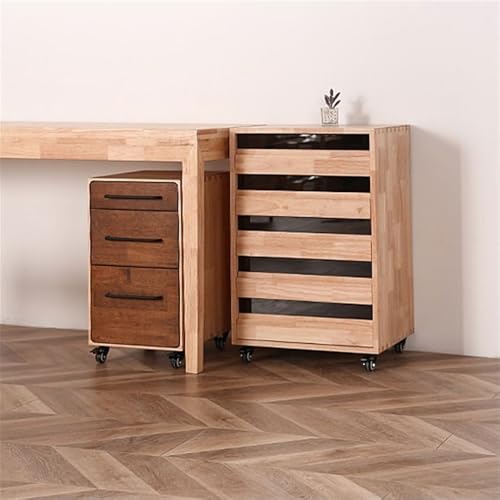 FYorbitH Filing Cabinet Vintage Wood Five-Drawer Cabinet Mortise and Tenon Cabinet Multi-Tier Storage Cabinet Office File Storage Cabinet Industrial Style Side Cabinet Drawer Cabinet(Natural)