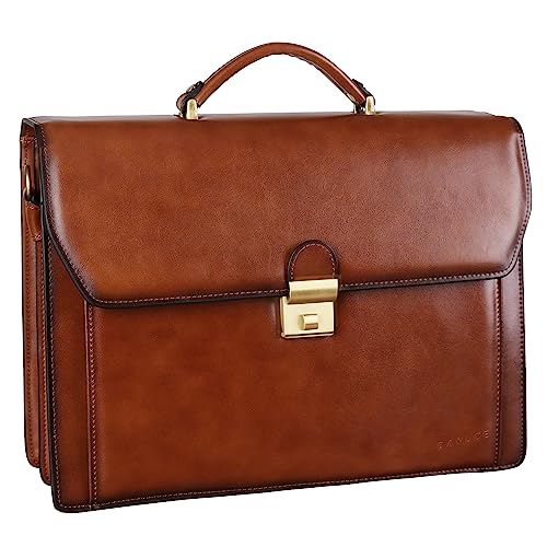 Banuce Leather Briefcase for Men Lawyer Briefcase Fits 15.6 inch Laptop