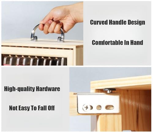 Wooden Slots Cell Phone Storage Box Cell Phone Storage Cabinet with Handle Classroom Pocket Chart with Security Lock Desktop Cell Phone Storage Box for Classroom Office