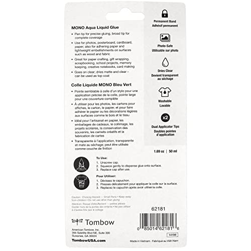Tombow Mono Aqua Permanent Liquid Glue - Acid Free, Washable Glue for Photos, Collages, and Arts & Crafts - Bulk 24 Pack