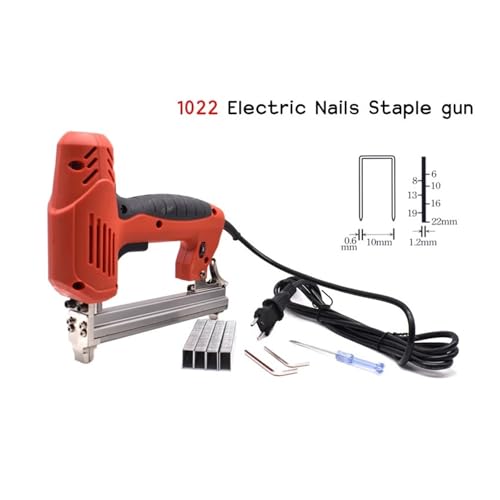 Oil-Free Pneumatic Staple Gun Heavy-Duty Stapler 1022J Framing Tacker U Stapler Electric Staples Gun with 300Pcs Nails 220V 2000W Electric Power Tools