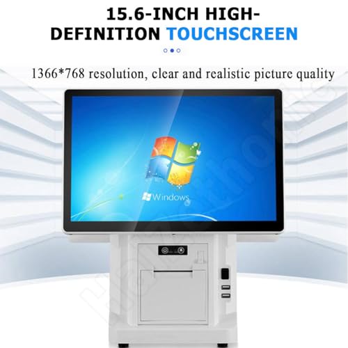 HaiZethonic 15.6" Dual Touch Screen POS System,with 8GB RAM & 128GB/256G SSD for Small Business All-in-One Cash Register,MultiLanguage Support,for Retail & Restaurant Single-128G/58mm