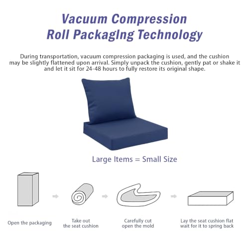 Ojtuyht 2 Item Patio High Back Seat Cushion, 3 7/8" Furniture Cushions Water Proof High Resilience Hidden Zipper, for Lawn Backyard Balcony Garden Wicker(B,21 5/8" x23 5/8")