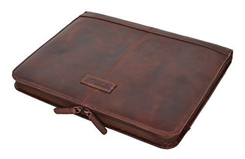 Leather Folio Case Portfolio Detachable Ring Binder Documents Holder Falkirk Brown