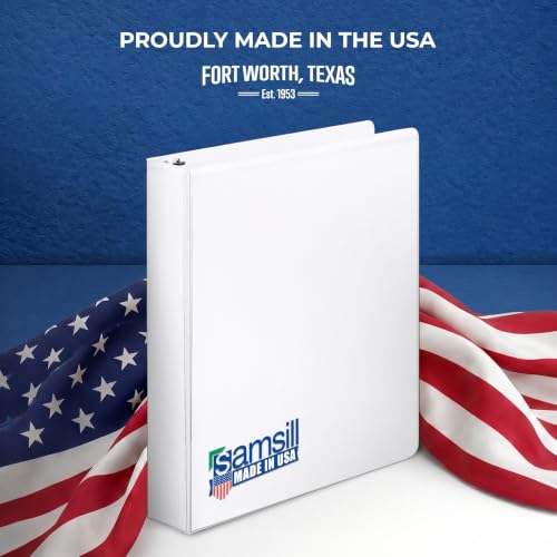 Samsill 1.5 Inch 3 Ring Binders, Economy Round Ring, Clear View Cover, 325 Sheet Capacity - for School, Home, Office - White, 12 Pack