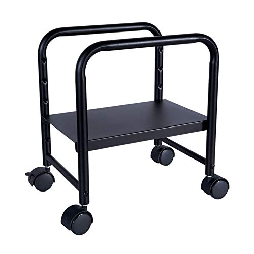 TOMYEUS CPU Stand Mobile CPU Stand Desktop Tower Holder Cart with 4 Caster Wheels Adjustable Metal PC Cart Holder CPU Steel Rolling Stand, Black Computer Tower Stand